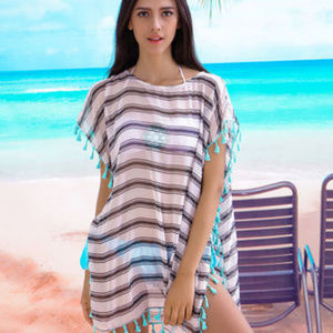 Women -Stripe-Beach-Bikini-Swimwear-Cover up